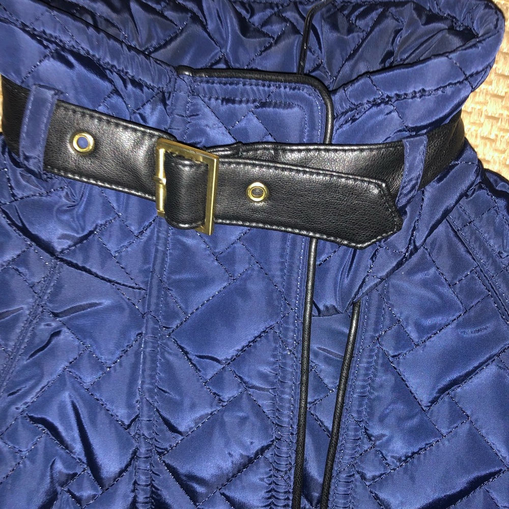 Cole Haan quilted coat. XS Navy blue collared coat
